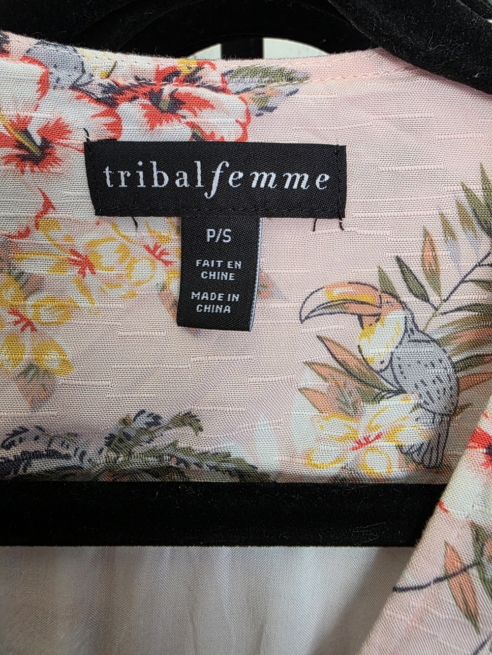 Tribal Femme Pink Tropical Palm Print Button Front Dress | Size Small | Pre-Love - Picture 8 of 14